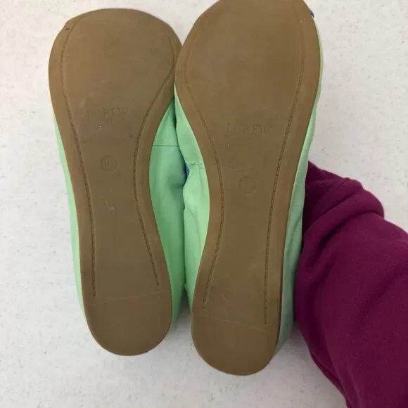 J.Crew Ballet Flat Shoes Womens Size 10 Green Blue Leather Round Toe Slip On - Picture 14 of 16
